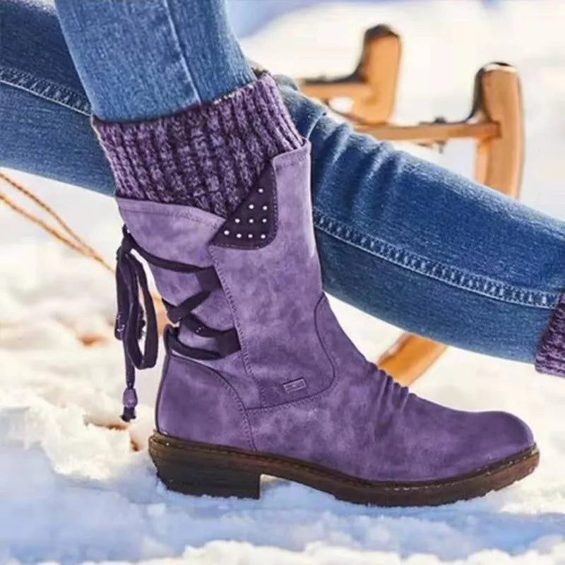 Thick Sole Wedge Heel Snow Boots 2022 New Black Fashion Warm Women's Boots Classic Winter Women's Boots Black Boots