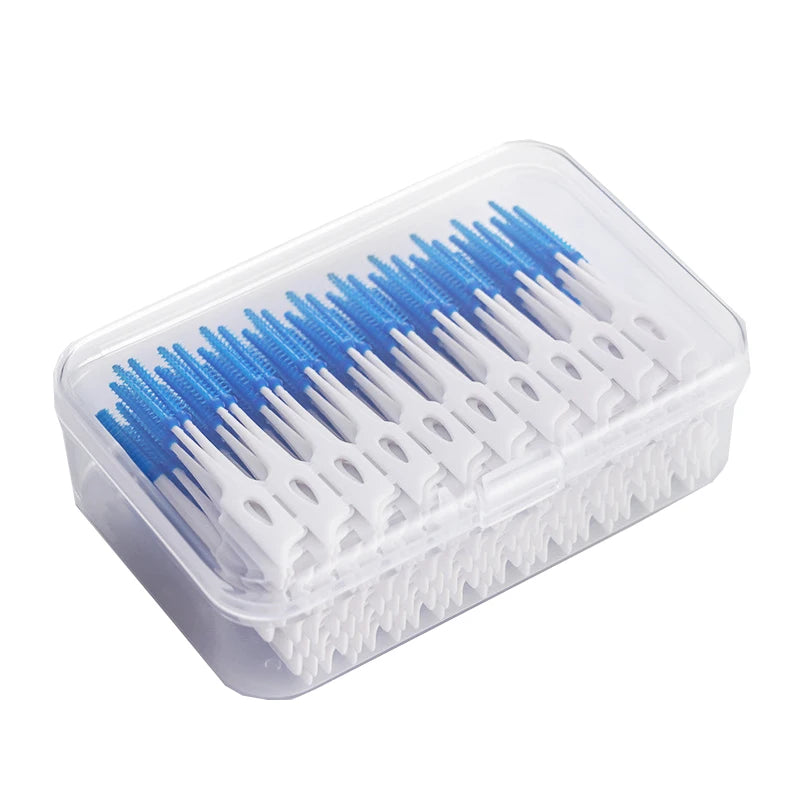 Interdental Silicone Brushes 200 Units Dental Toothpicks Brush Between Teeth Silicone Toothpicks With Thread Oral Cleaning Tools