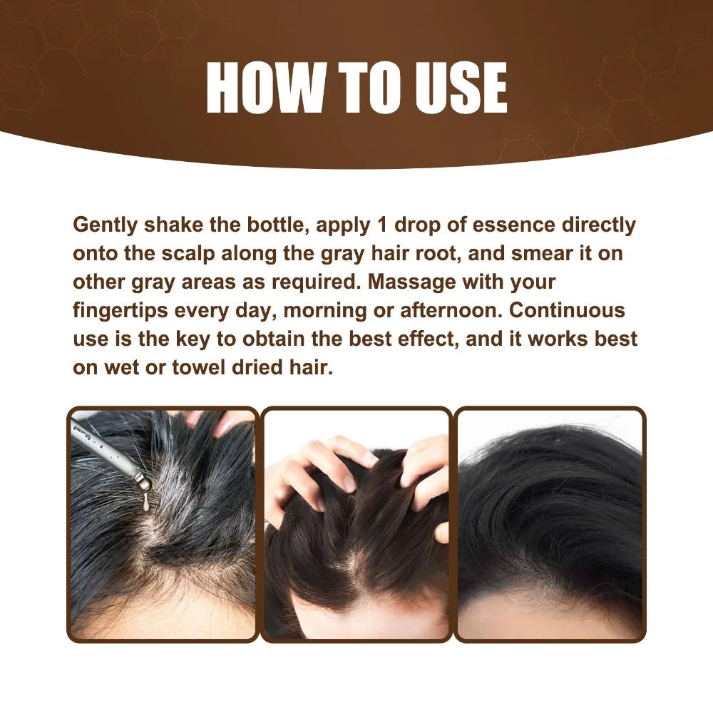 Lasting Anti Gray Hair Treatment Serum White to Black Hair Growth Natural Color Repair Nourish Men Women Anti Hair Loss Products