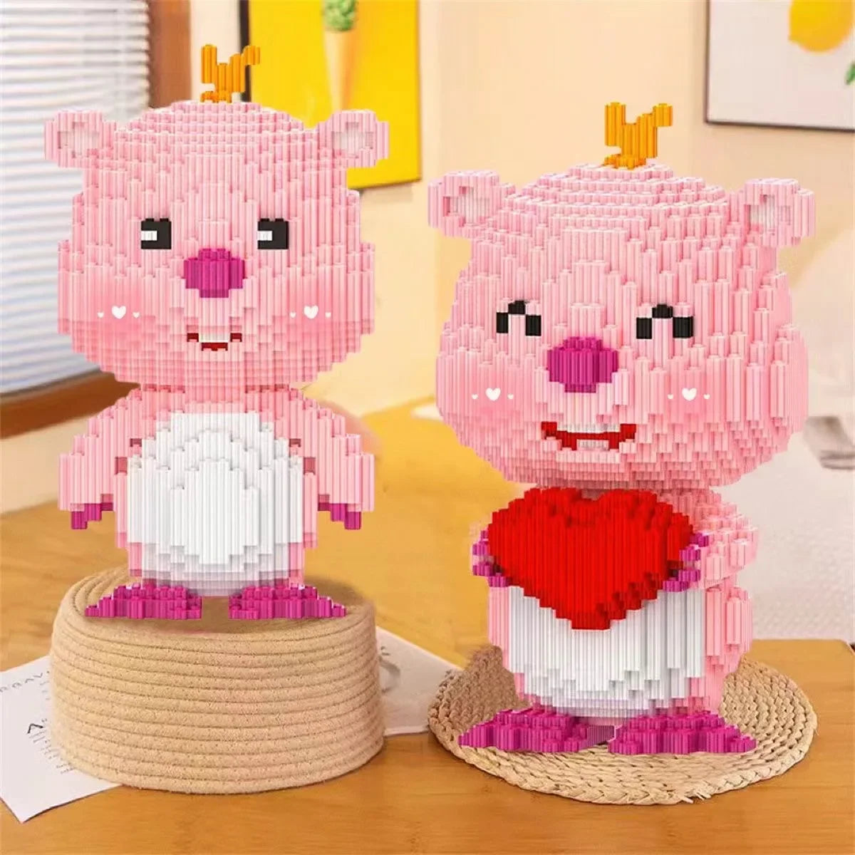 32cm Cute Cartoon Pink Little Beaver Loopy Delicacy Puzzle Three-dimensional Assembly Building Blocks Toy Doll Children's Gift