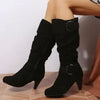 2025 New Women‘s Boots Fashion Knee High Boot High-quality Faux Suede Casual Boots for Women Side Zip High Heel Boots Botas Mujer