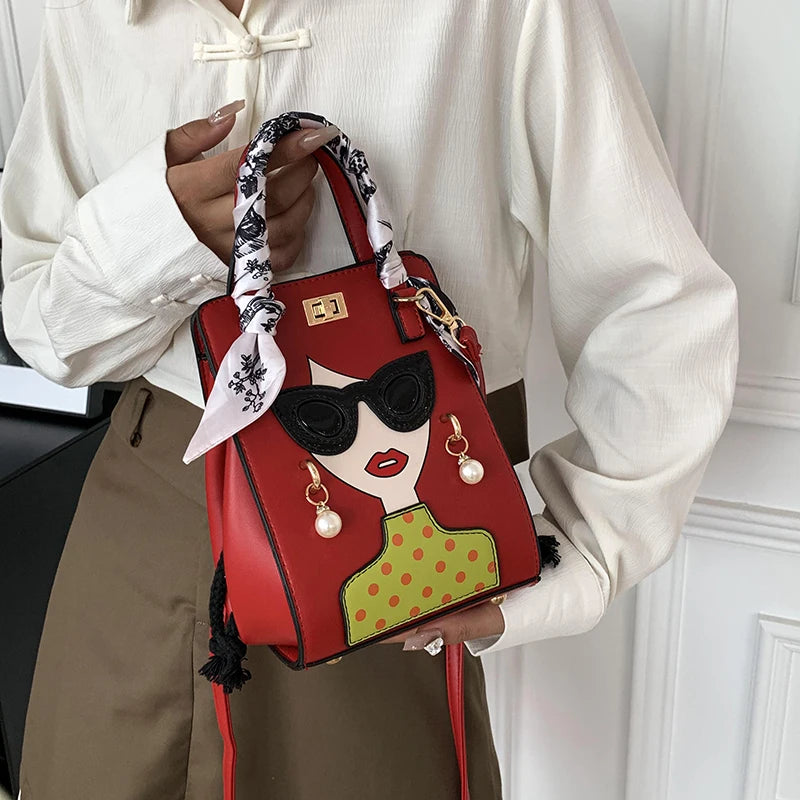 2023 Luxury Brand Hand Bags for Women High Quality PU Shoulder Bag Fashion Glasses Beauty Crossbody Bag Cute Purses and Handbags
