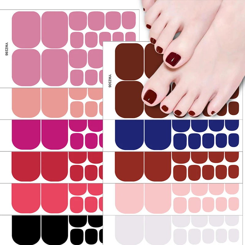 Baking Free Solid Color Toenail Stickers Show Whiteness Waterproof Simple Fashion Nail Stickers Manicure Decals