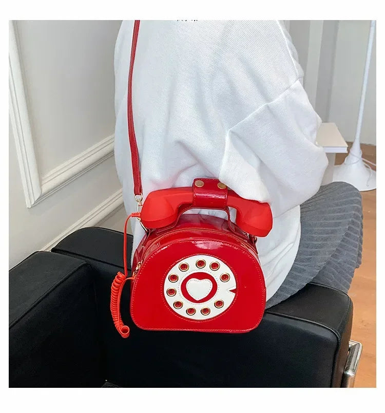 Stylish Women Telephone Shaped Crossbody PU Leather Shoulder Bag Female Casual Handbag Shopping Street School Satchel Tote Purse