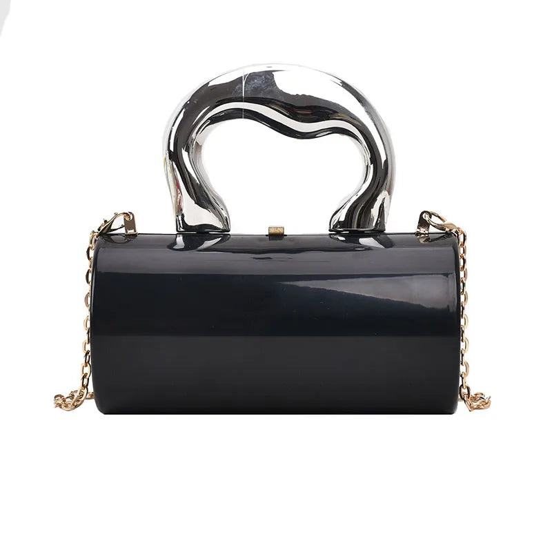 Women's Handbag Bags For Women 2025 Party Clutches Fashion Cylinder Mini Evening Purse Crossbody Shoulder Bag Gold Box Clutch