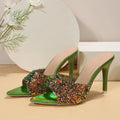 Sequin Slip Flops 2025 Summer New Style Thin Heeled High Heeled Outwear Fashion Sandals Women's Shoes 9.5CM