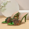 Sequin Slip Flops 2025 Summer New Style Thin Heeled High Heeled Outwear Fashion Sandals Women's Shoes 9.5CM