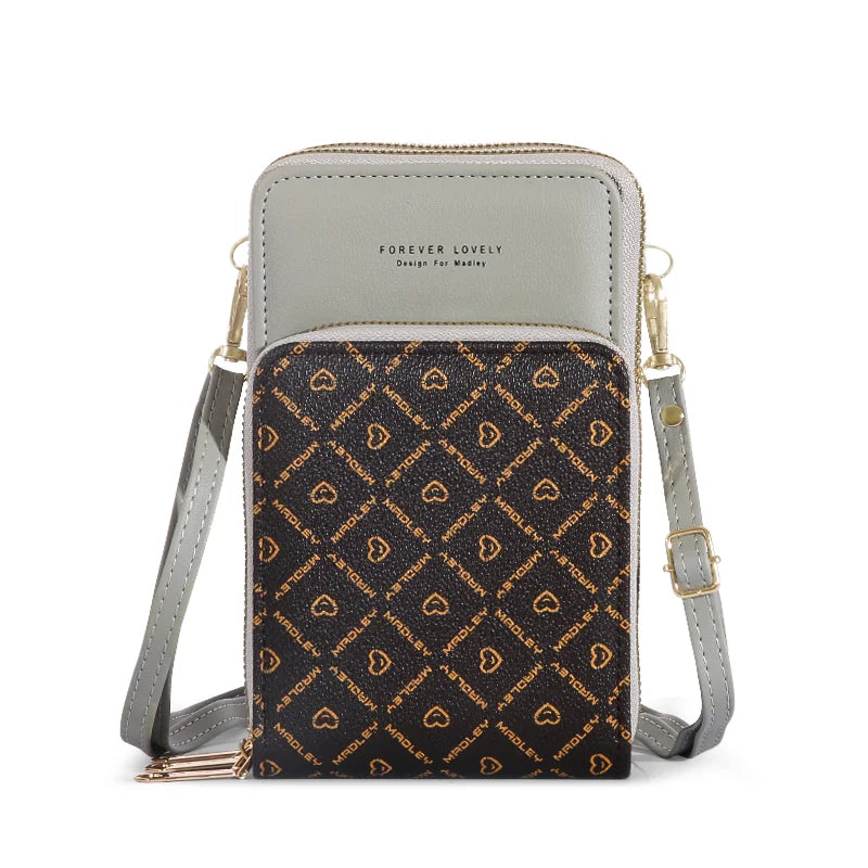 Elegant Touch Screen Crossbody Phone Bag - Chic Multi-Purpose Shoulder Wallet with Secure Zipper, Fashionable PU Material