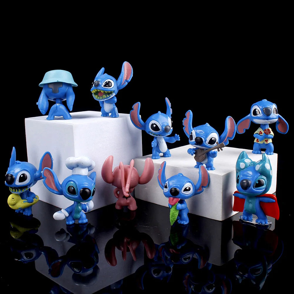 10Pcs/Set Disney Anime Lilo and Stitch figures Toys Lovely Stitch Hand With Scrump Model Decoration Toys