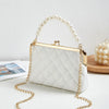 New Fashion Versatile Lingge Embroidery Clip Chain Strap Crossbody Mobile Phone Bag Pearl Handheld Women's Bag