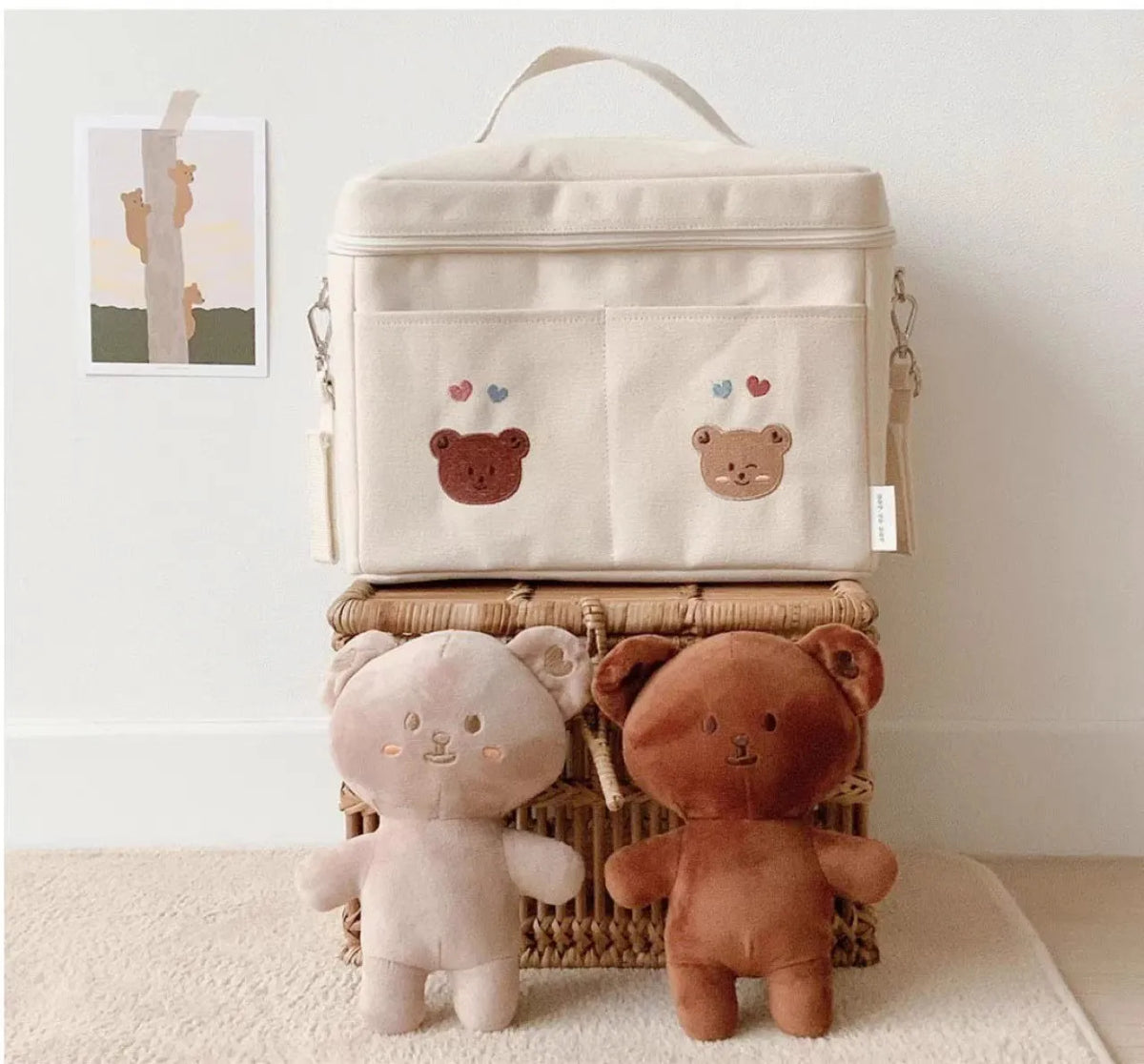 Baby stroller hanging bag multi-functional waterproof mother and baby bag stroller storage mommy outing bag portable milk sto...