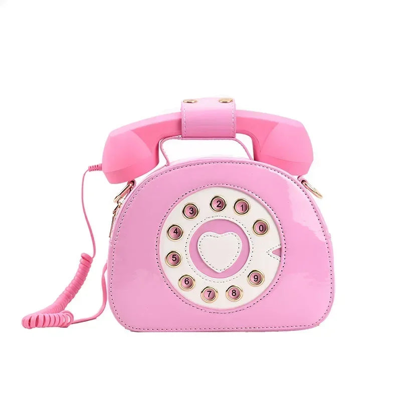 Stylish Women Telephone Shaped Crossbody PU Leather Shoulder Bag Female Casual Handbag Shopping Street School Satchel Tote Purse