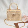 New rattan black straw Shoulder Bag Women hand-woven Messenger Bag Summer Beach Square box Straw Handbag For lady Bolsa Feminina
