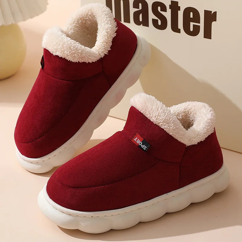 Bebealy New Fur Man Slippers For Women Winter Fluffy Plush Home Cotton Slippers Female Indoor Outdoor Fuzzy Cozy Cotton Shoes