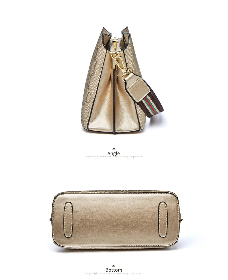 FOXER-Leather Shoulder Bag for Women, Monogram Crossbody Handbag, Gift for Lady, Mom, Wife
