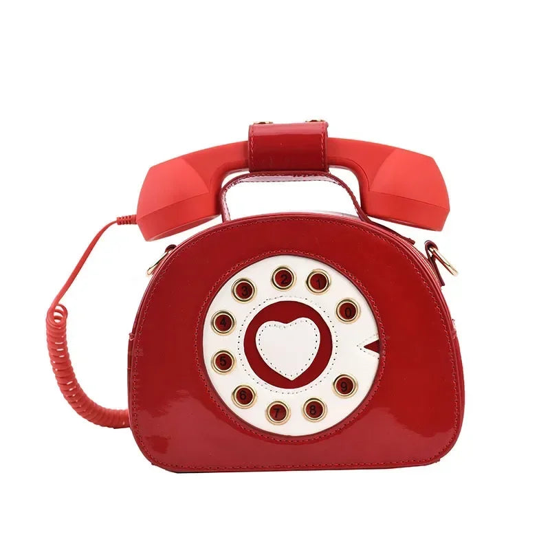 Stylish Women Telephone Shaped Crossbody PU Leather Shoulder Bag Female Casual Handbag Shopping Street School Satchel Tote Purse