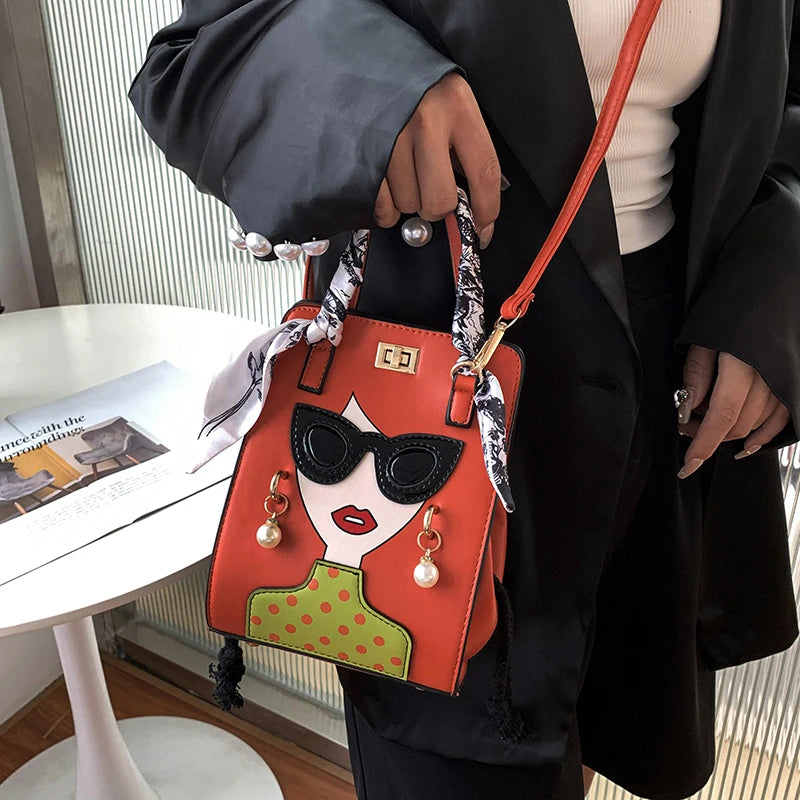 2023 Luxury Brand Hand Bags for Women High Quality PU Shoulder Bag Fashion Glasses Beauty Crossbody Bag Cute Purses and Handbags