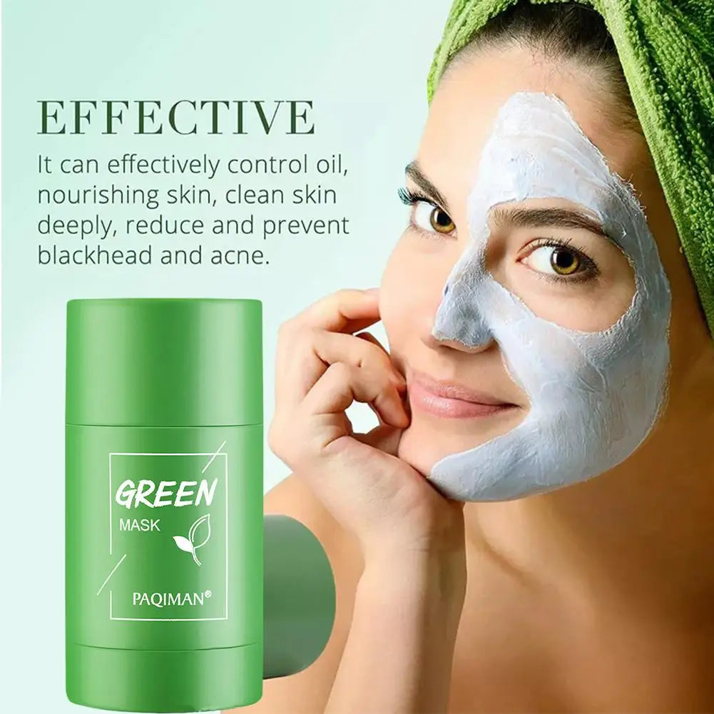 Green Tea Mask Stick Acne Blackhead Removal Deep Cleansing Solid Mask Dispel Acne Blemish Shrink Pores Moisturizing Mask