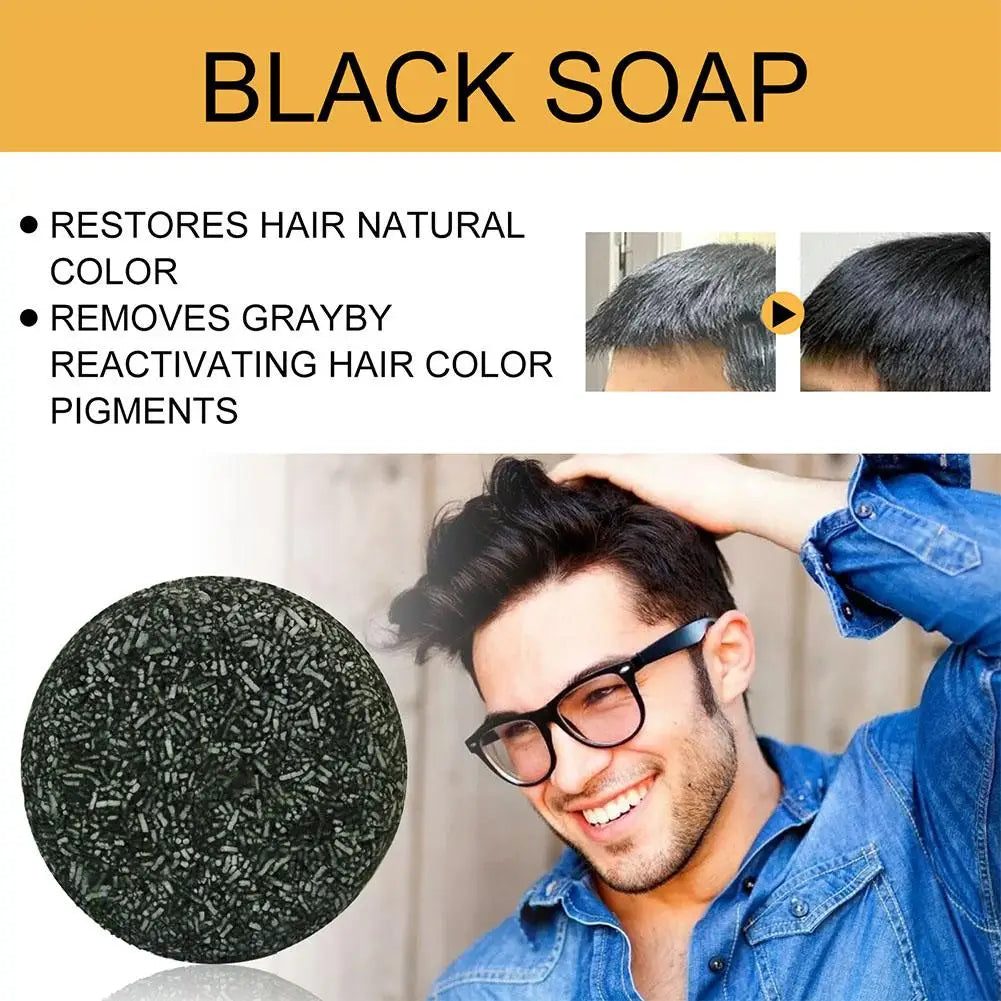 50g Soap Hair Darkening Shampoo Bar Repair Gray White Hair Color Dye Hair Shampoo Natural Grey Gloss Black Soap