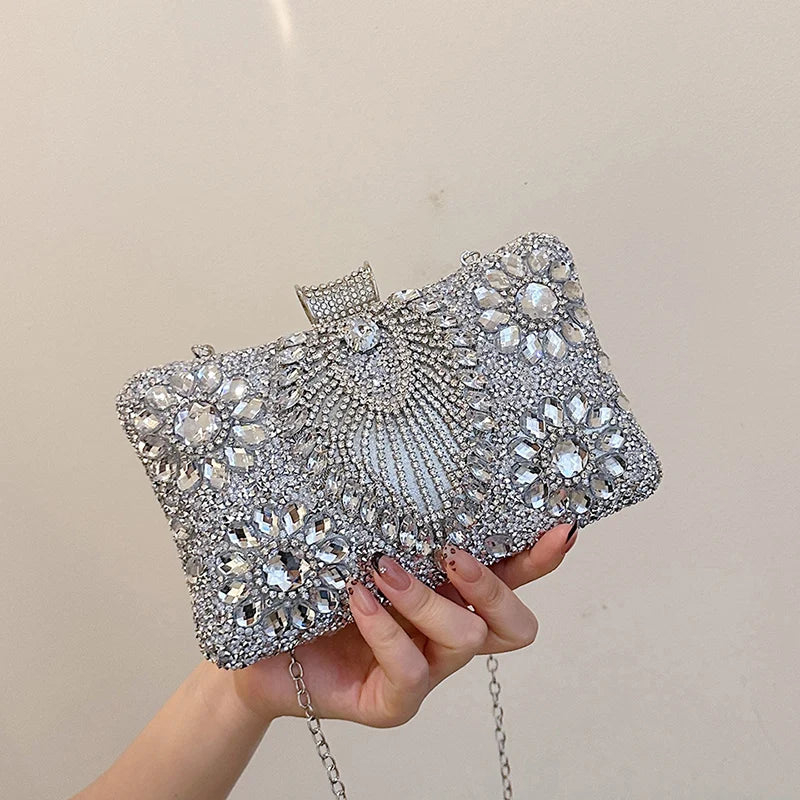Luxury Sparking Rhinestone Evening Clutch Bags For Women Wedding Prom Dinner Party Gemstone Crossbody Bag 2024 Designer Handbags