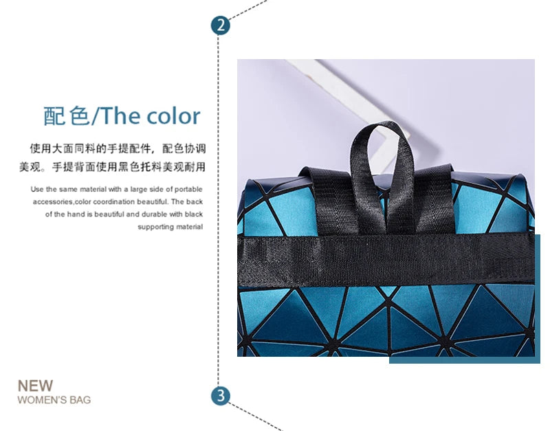Women Backpack matte Geometric bag Female Backpacks For Teenage Girls Bagpack Drawstring Bag Holographic Backpack