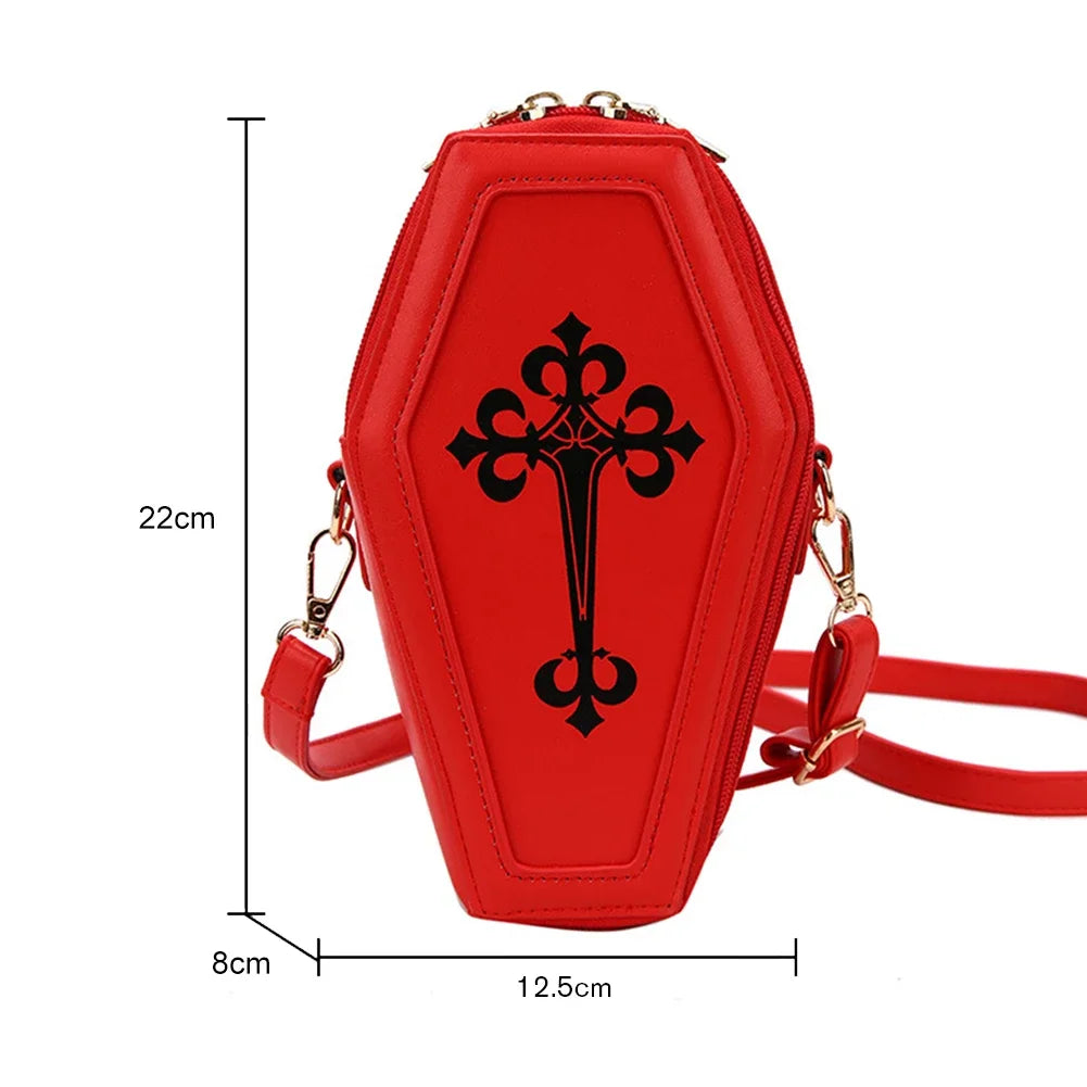 Women Fashion Shoulder Bag Large Capacity Coffin Shaped Casual Satchel Bag Adjustable Strap Spider Web PU Leather Chic Hobo Bag