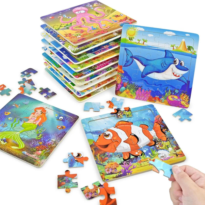 20pcs Cartoon Puzzle Animal Pattern Educational Puzzle Toys for Kids Birthday Party Favors Classroom Prizes Goodie Fillers Gifts