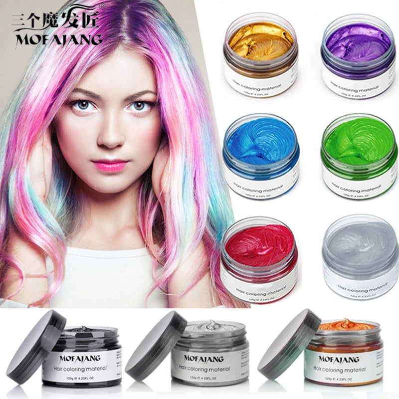 Mofajang Color Hair Wax Styling Pomade Silver Grandma Grey Disposable Natural Hair Strong Gel Cream Hair Dye for Women Men