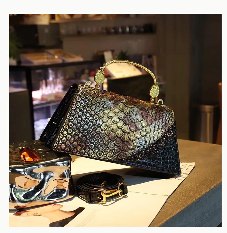 Fashion Brand Genuine Leather Women's Handbags 2024 New Crocodile Pattern Shoulder Crossbody Bag Lady Party Messenger Shell Bags