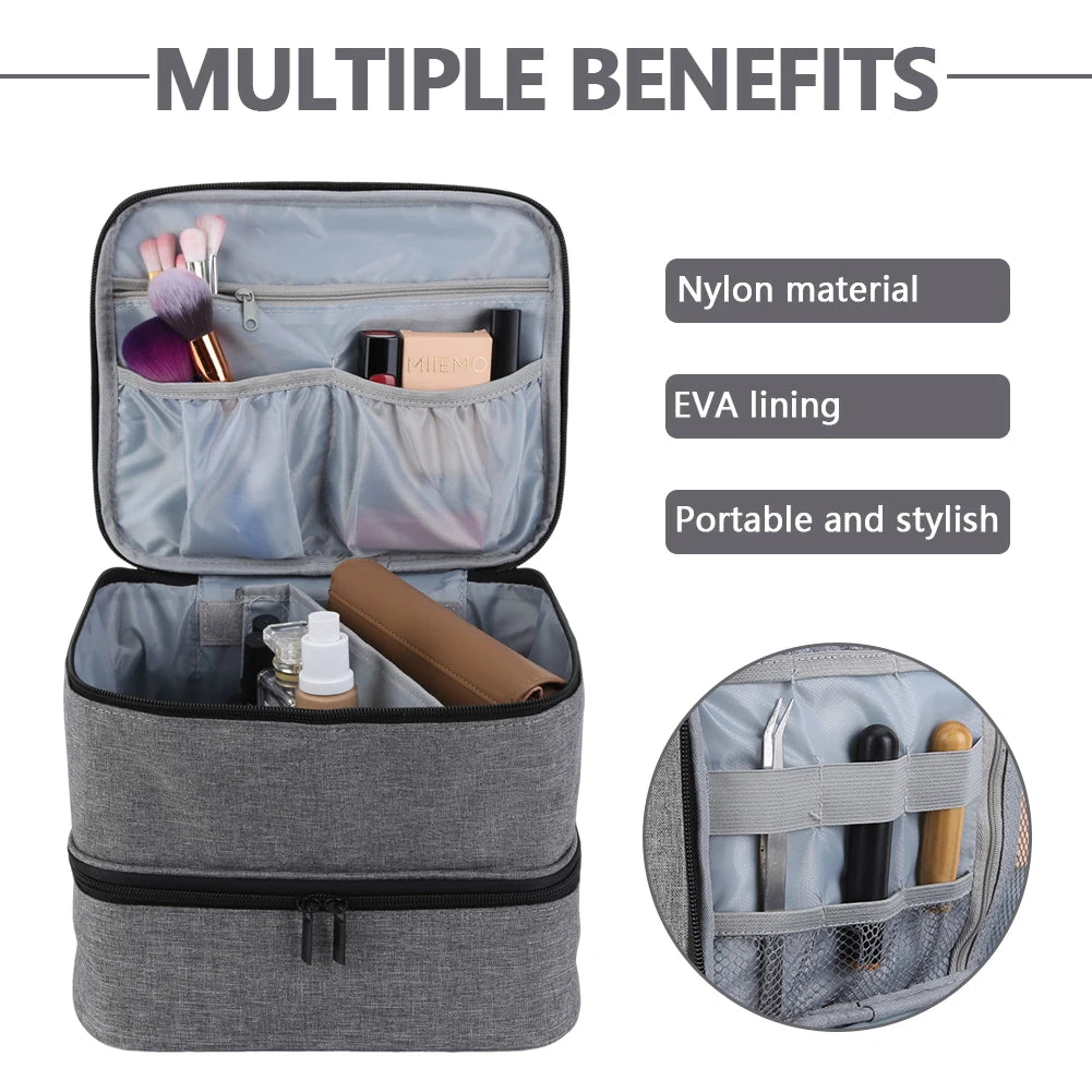 2 Layers Essential Oil Case 30 Bottles Nail Polish Storage Bag Portable Cosmetic Large Handbag Organizer with Handle for Travel