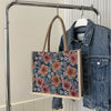 Casual Women's Floral Tote Shoulder Bag Retro Large Capacity Crossbody Bags for Women Linen Zipper Handbags Luxury Designer