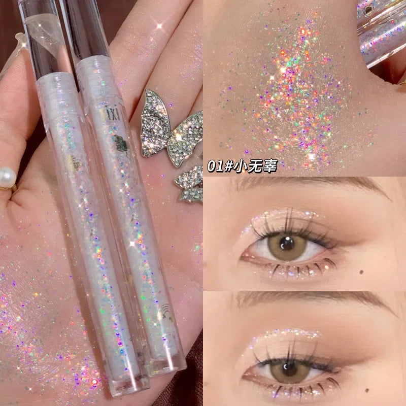 1pc Liquid Eyeshadow Super Shine Pink Pearlescent Glitter Eyeliner Long Lasting Waterproof Eye Shadow Glitter Party Eye Makeup