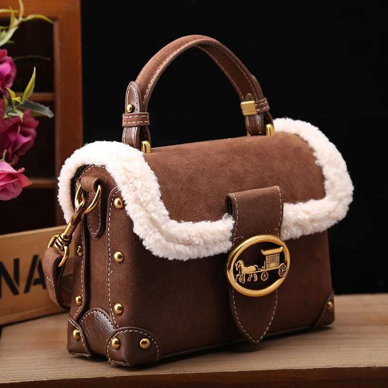Winter New Leather and Fur Bag