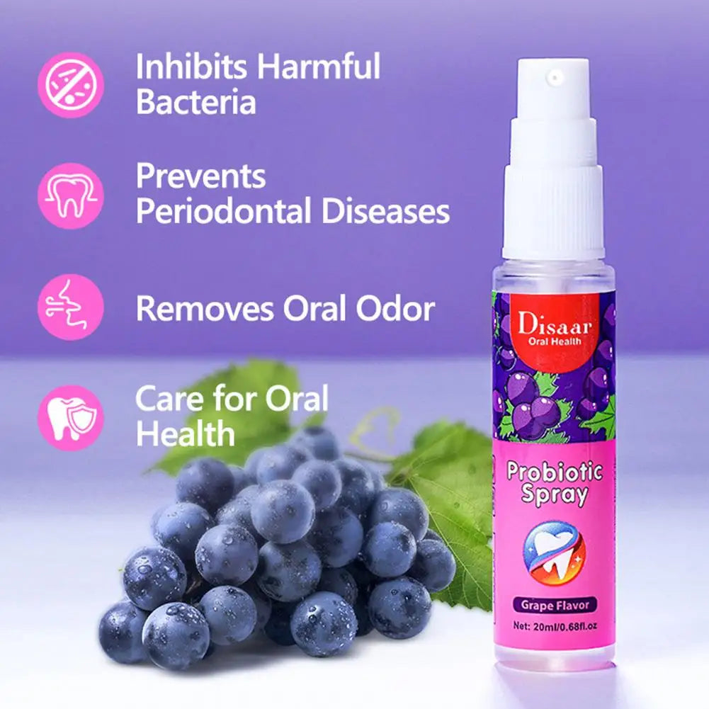 3pcs 20ML Breath Freshener Spray Lemon Grape Mint Flavor Artifact Female Male Portable Breath Kissing Mouth Spray Cleaning Spray