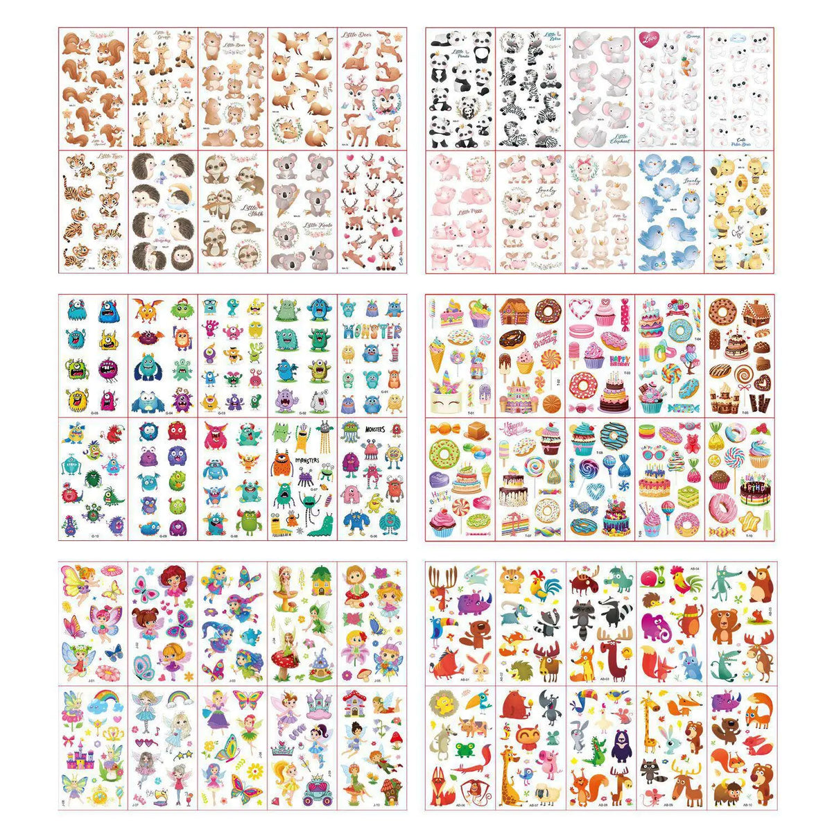 10Pcs/set Waterproof Kids DIY Cartoon Fake Tattoo Stickers Cute Unicorn Animals Car Dinosaur Fish Temporary Tattoo Stickers