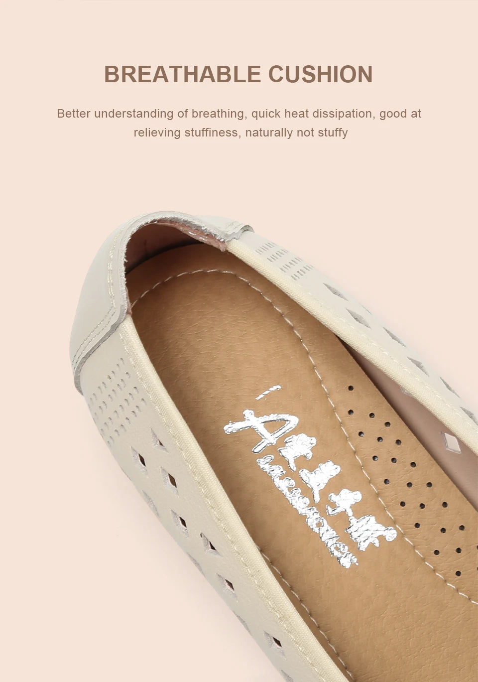 Summer Slip-on Shoes Flat Hollow Comfortable Woman Shoes Genuine Leather Soft Bottom White Breathable Mule Women's Moccasins 41