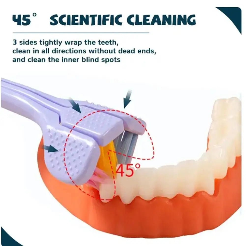 3D Stereo Three-Sided Toothbrush Ultra Fine Soft Hair Toothbrushes Teeth Deep Adult Cleaning Scraper Brush Care Tongue Oral D5Z5