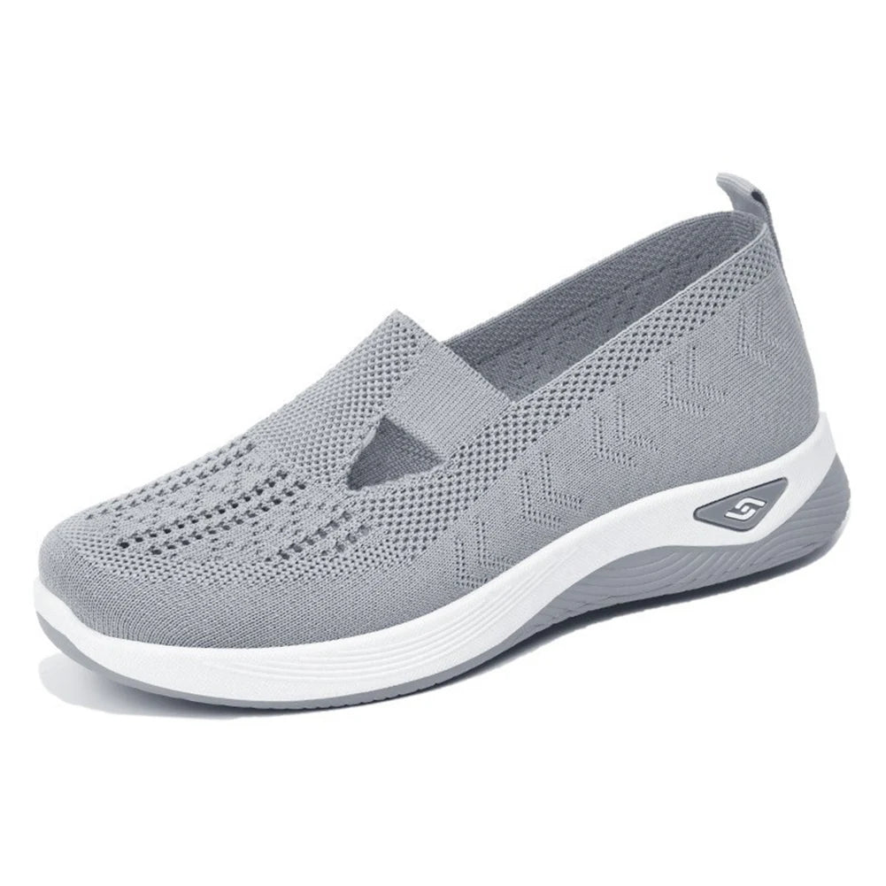 Women's New Summer Shoes Mesh Breathable Sneakers Light Slip on Flat Platform Casual Shoes Ladies Anti-slip Walking Woven Shoes