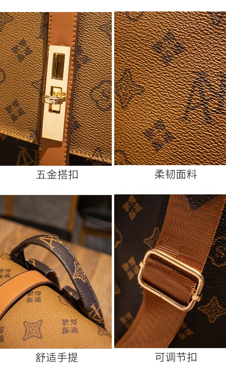 Retro Casual Shoulder Bag Large Capacity Schoolbag Backpack Ladies Printing Fashion Peplum Large Bag Unisex Waterproof