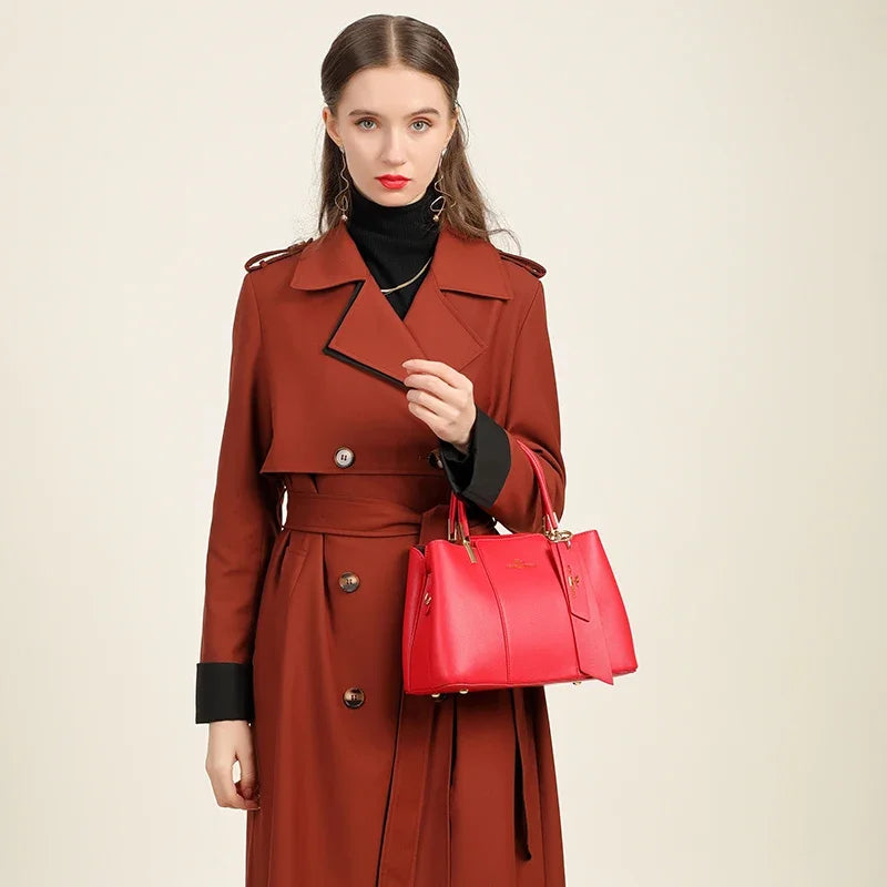 Women Luxury Top-Handle Bags 3 layer Design Fashion Print Handbag High Quality Leather Shoulder Bag Large Capacity Women Handbag