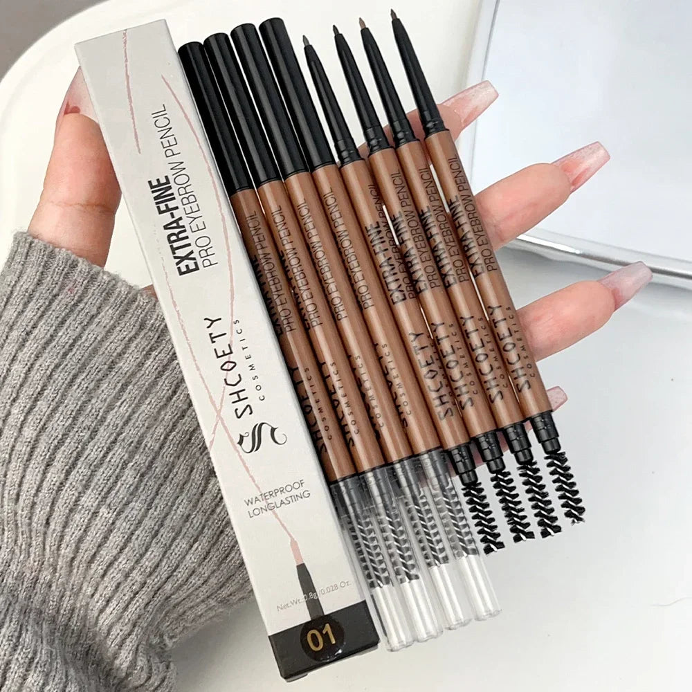 Ultra-fine Head Eyebrow Pencil Dark Brown Natural Wild Eyebrows Eyeliner Pen Waterproof Lasting Quick-drying Brows Makeup Tools