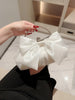 White Satin Bow Fairy Evening Bags Clutch Metal Handle