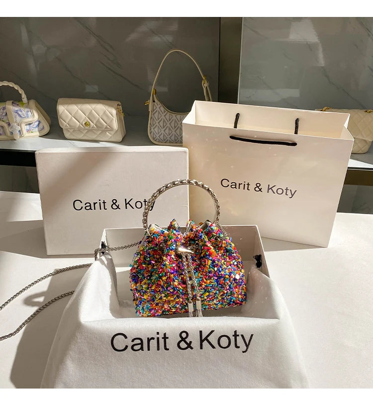 Luxury Designer Colorful Stones Evening Clutch Bag Wedding