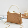 New Fashion Versatile Lingge Embroidery Clip Chain Strap Crossbody Mobile Phone Bag Pearl Handheld Women's Bag