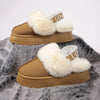 2024 New Leather Women Fashion Winter Indoor Solid Color Suede Slippers Ladies Home Platform Warm Slip-On Women's Shoes