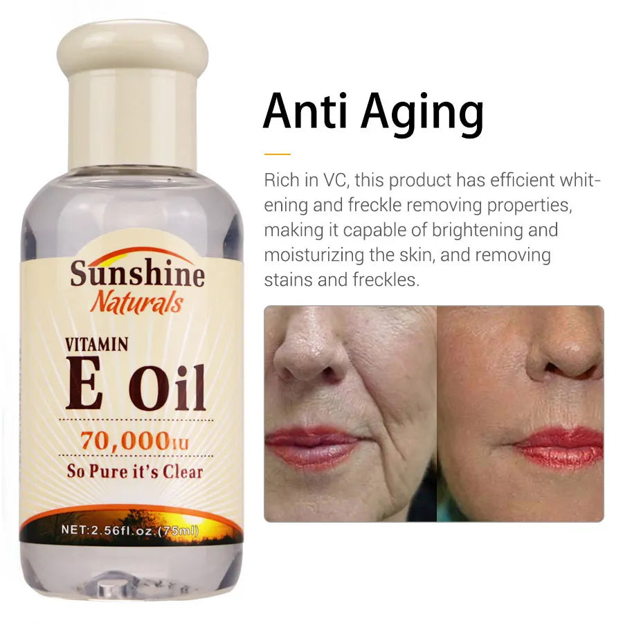 Pure Natural Vitamin E Oil Anti-Wrinkle Anti-aging Freckle Whitening Shrink Pores Reduce Dark Spots Stretch Marks Skin Care Tool