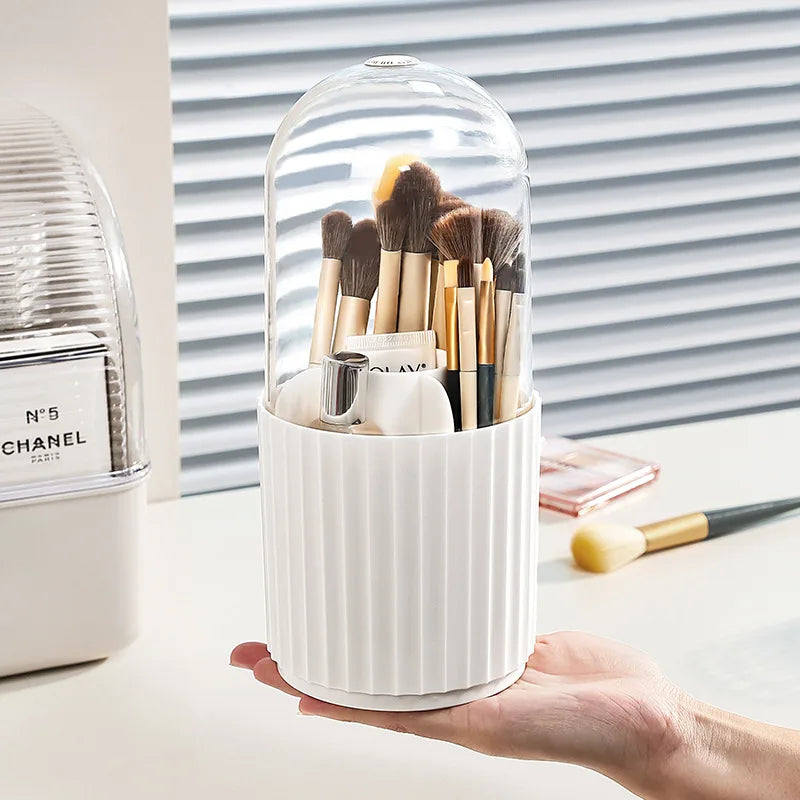 Makeup Brush Organizer with Lid 360 Rotating