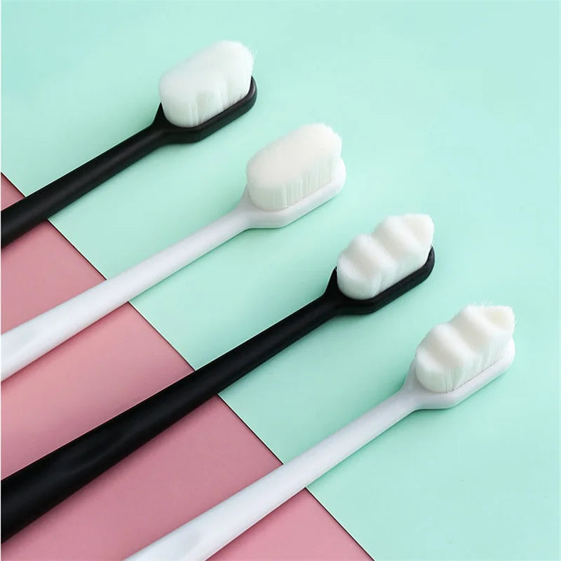 3pcs Ultra-fine Toothbrushes Wave Nano Million Bristles Micro Soft Tooth Brush With Holder Portable Oral Care Eco Product Kit