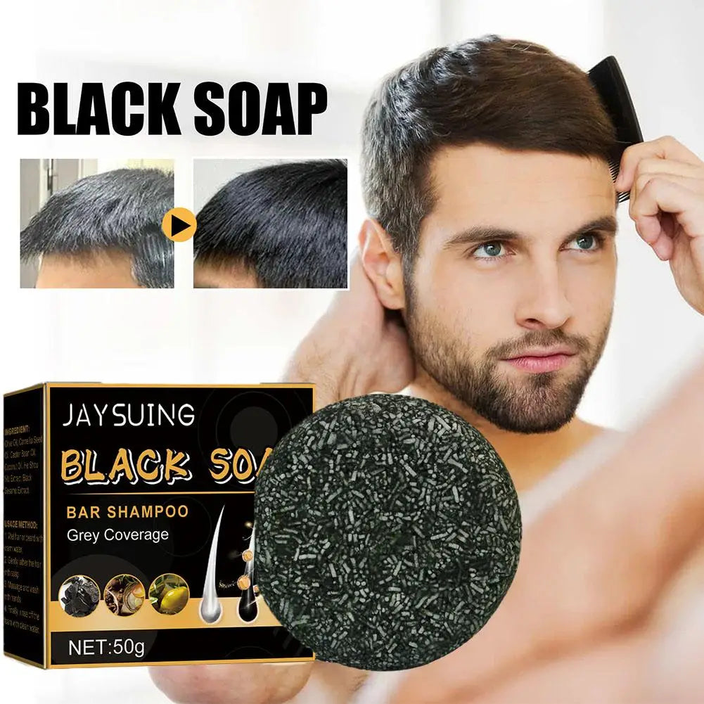 Natural Organic Shampoo Soap Hair Dye Darkening Repair Gray White hair