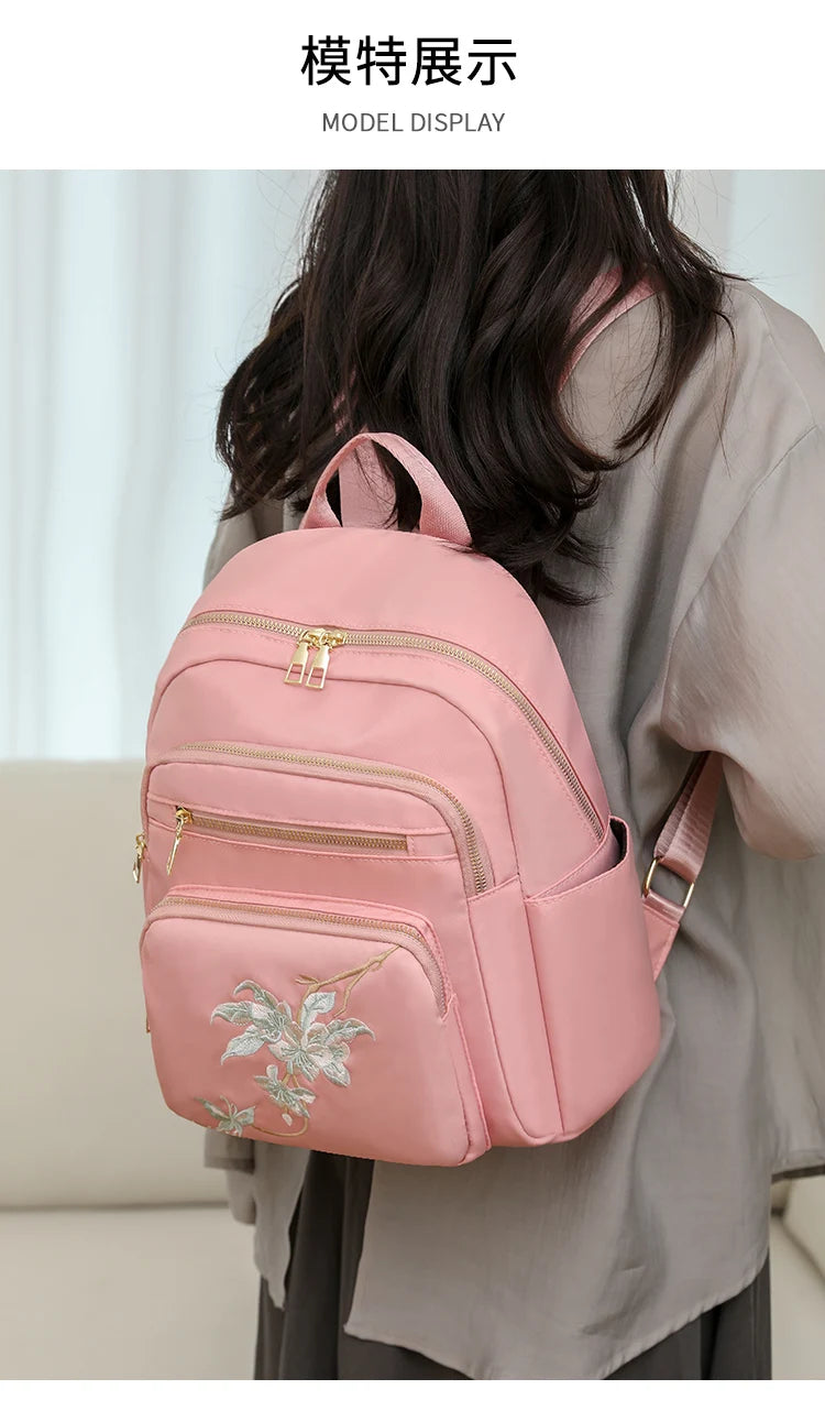 Solid String Fashion Backpacks High Capacity Nylon 2024 Hot Sale Versatile Embroidery Women's Bags Mochila Mujer Mochila